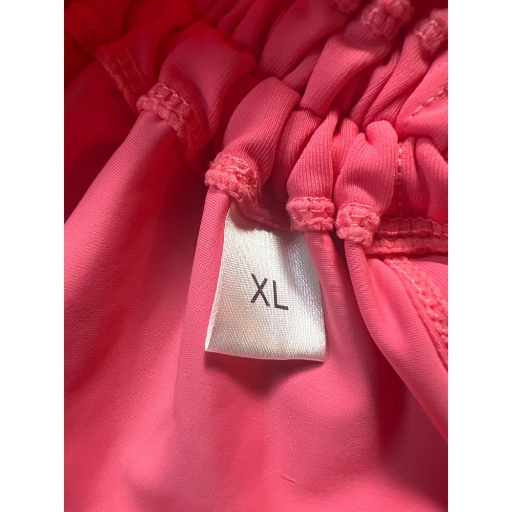 Womens Hot Pink Long Sleeve Rash Guard Quarter Zip Ruched Swim Top XL - Picture 4 of 8